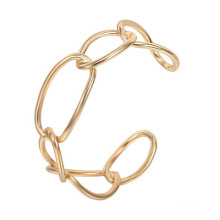 Stainless Steel Charm Gold Plated Twist Wire Bangle Cuff Cross Weave Bracelet for Women
